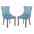 thumbnail image 4 of Tcbosik Button Tufted Dining Chairs Set of 2, Velvet Upholstered Fabric Kitchen Chair, Accent Chair with Padded Seat and Solid Wood Legs, Light Blue, 4 of 9
