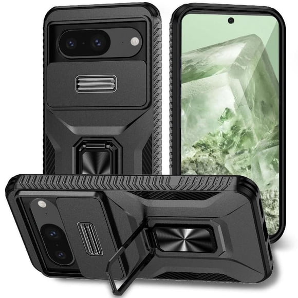 Funda para GANGXUN Google Pixel 8 - Soporte metálico, Función magnética, Negro