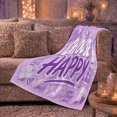thumbnail image 6 of Positive Affirmation Choose Happy Typography Collage Purple, Cozy Typography Art Scene, Warm Flannel Blanket for Living Room and Reading Nook, Art Lovers Valentine's Day Gift, Artistic Home Decor, 6 of 9