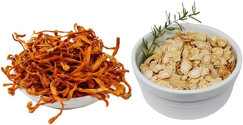 American Wisconsin Ginseng Slices Root + Cordyceps Flower, 100% Natural Dried Cordyceps Mushroom 4OZ Ginseng Slices + 4OZ Dried Cordyceps Mushroom Gift Box