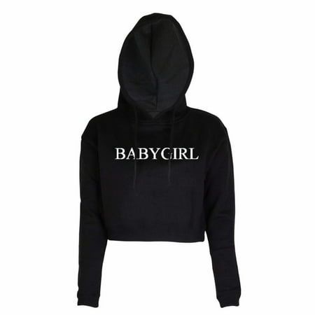Printed Crewneck Sweatshirt - Women New BABYGIRL Fashion Letters Printed Short Black White Crewneck Hoodies Sweatshirt Long Sleeve Crop Tops
