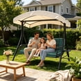 thumbnail image 4 of SDJPOI Outdoor Porch Swing Cushions, 4" Thick 3 Seater swing replacement cushions, 63'' Waterproof Bench Cushions with Backrest & Ties for Patio Furniture, 4 of 7