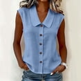 thumbnail image 5 of Button Up Shirts Sleeveless Tank Tops for Women Linen Blend Collared Blouses S-3X Plus Size Summer Clothes (3XL, Blue), 5 of 8