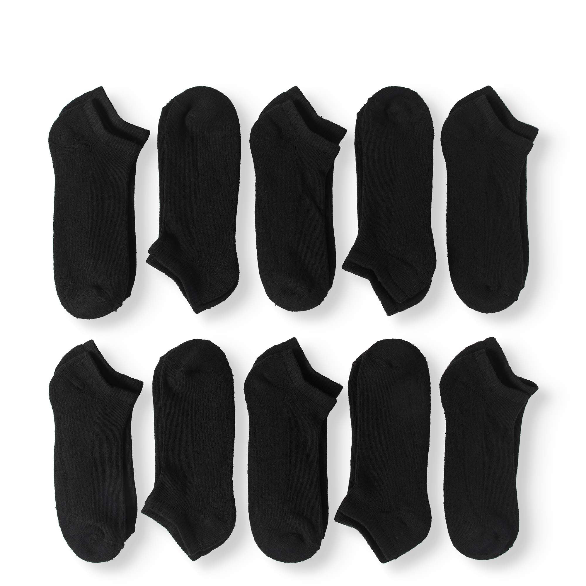 Wonder Nation Girls Cushioned No Show Socks, 10-Pack, Sizes S (6-10.5) - L (4-10)