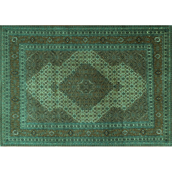 Ahgly Company Machine Washable Indoor Rectangle Persian Turquoise Blue Traditional Area Rugs, 2' x 3'
