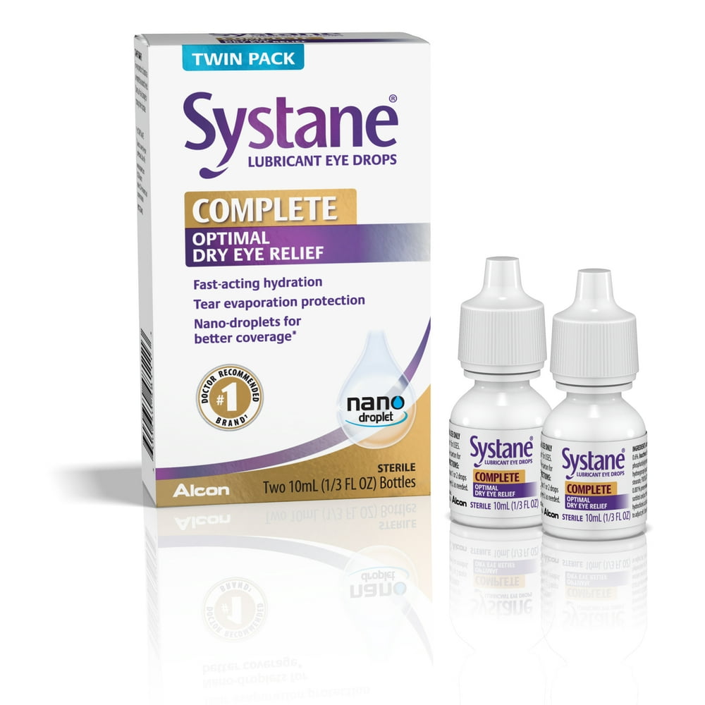 Systane Complete Eye Drop Lubricant Dry Eye Symptom Relief, 10 ml Twin