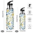 thumbnail image 2 of Blue and Yellow Florals Watercolor Sports Bottle with Straw Stainless Steel Water Jug Portable Thermal Cup Leak-proof 600ML, 2 of 9