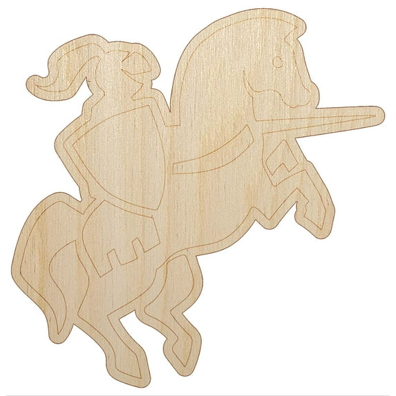 Jousting Knight with Lance on Horse Wood Shape Unfinished Piece Cutout Craft DIY Projects - 6.25 Inch Size - 1/8 Inch Thick