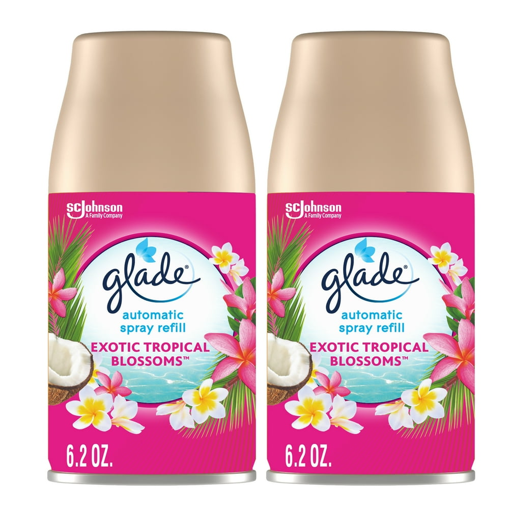 Glade Automatic Spray Refill 2 CT, Exotic Tropical Blossoms, 12.4 OZ