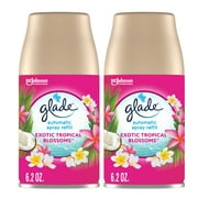 Glade Automatic Spray Refills, Air Freshener, Infused with Essential Oils, Exotic Tropical Blossoms, 6.2 oz, 2 Count
