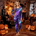 thumbnail image 2 of Halloween Family Pajamas Set Long Sleeve Crew Neck, Soft Matching Halloween Pajamas with Galaxy Ghost Print, Cute Family Halloween Pajama Set for Party, 2 of 7