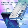 thumbnail image 5 of (3in1 for Samsung Galaxy A53 5G Phone Case Glitter Sparkly for Women Girls Sparkle Girly Bling Shiny Cover Cute Flowers Floral Design with Ring Pretty Blue Cases for Samsung A53 5G 6.5'', 5 of 12