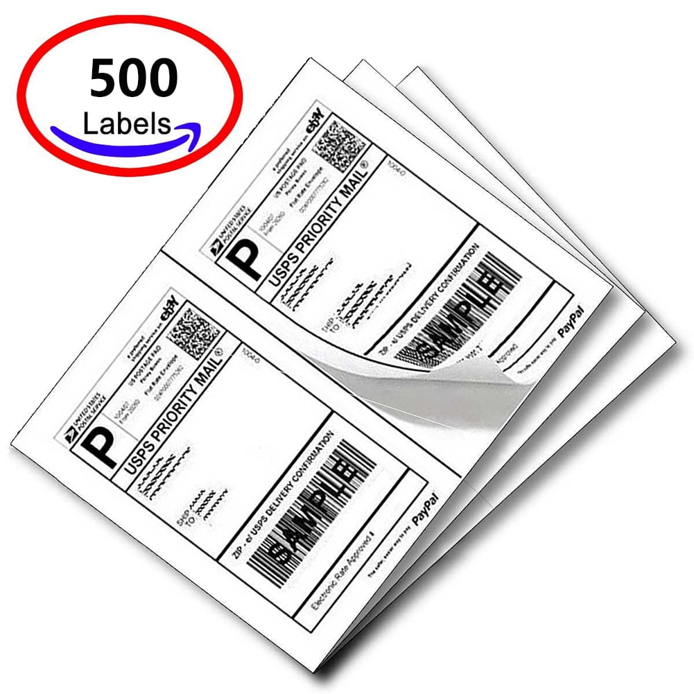 SJPACK Half Sheet Self Adhesive Shipping Labels For Laser And Inkjet Printers, 8.5 x 5.5 Inches, White