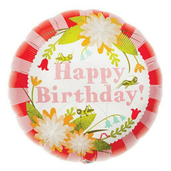 18 inch Birthday Mod Floral Foil Mylar Balloon - Party Supplies Decorations