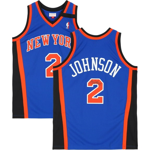 Larry Johnson New York Knicks Autographed Mitchell and Ness 1988-99 Blue Authentic Jersey - Fanatics Authentic Certified