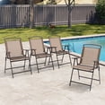 thumbnail image 6 of Crestlive Products Folding Patio Chair Set of 4, Portable Dining Chairs with Armrest, Outdoor Folding Chairs, Brown, 6 of 9