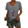 thumbnail image 1 of Camisetas Casuales de las Mujeres Gradiente Día de la Independencia Impreso Cuello Redondo, Blusa de Manga Corta para Diario, Fiesta Y Primavera Verano, 1 of 3