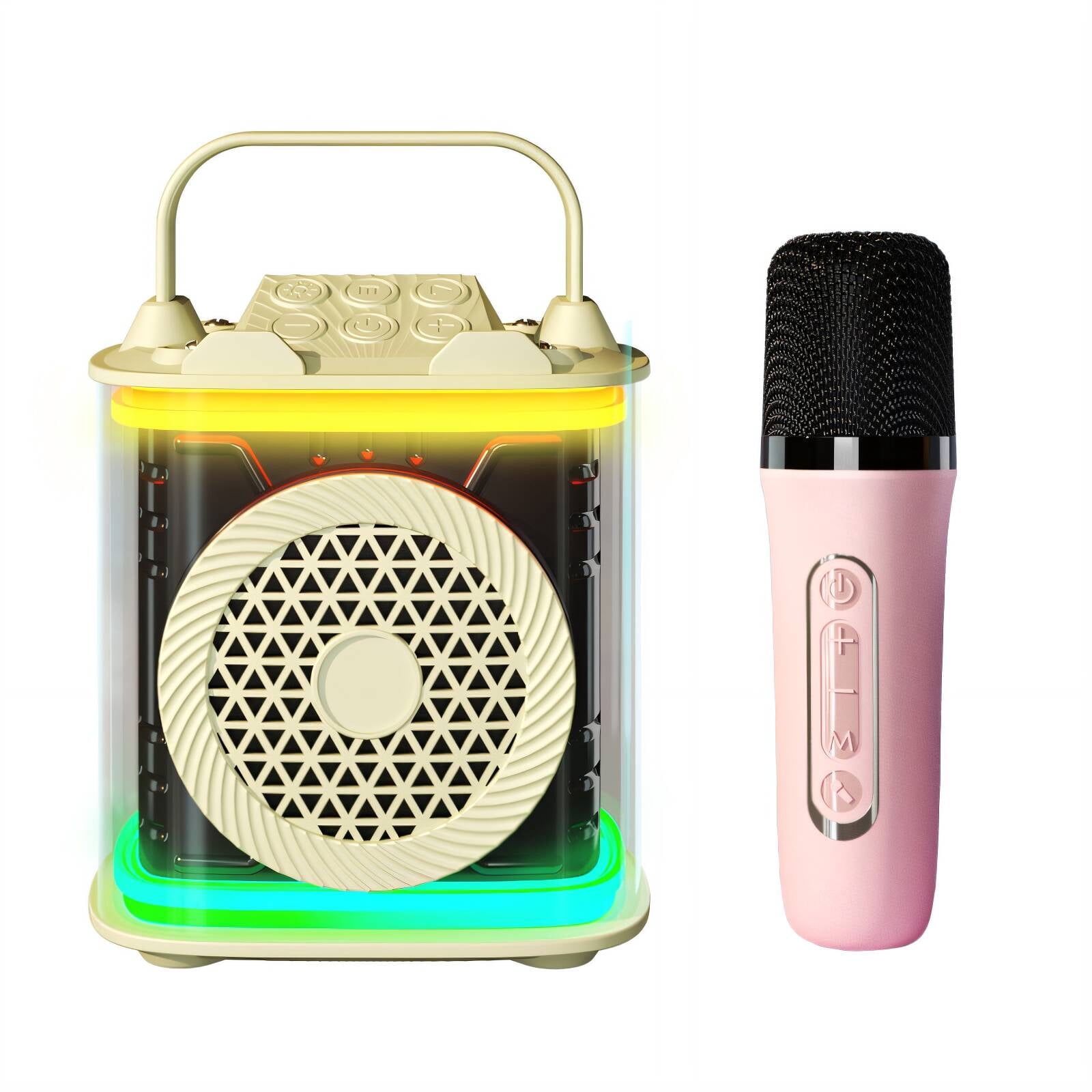GJX 2026 New 2 Pcs Audio Microphone Set High-Definition Sound Quality Portable Speaker High Compatibility Sturdy Casing Microfono for Party Live Streaming Events White2