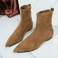 thumbnail image 2 of Pointed Toe Ankle Boots for Women Suede Height Increase Insoles Short Booties Elastic Pull on Gogo Boots, 2 of 6