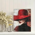 thumbnail image 2 of Red Hat Woman Canvas Painting Wall ArtPerfect for Living RoomOfficeBathroomDining Room Decoration., 2 of 8