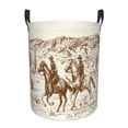thumbnail image 2 of Goofa Western Desert Cowboys1 Printed Circular Hamper,Laundry Basket with Handles,Storage Baskets Foldable,Large Capacity Laundry Hamper-Small, 2 of 8