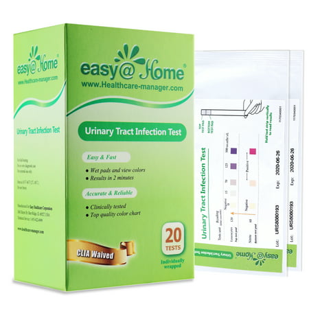 Easy@Home Urinary Tract Infection UTI Test Strips, Monitor Bladder by Testing Urine, 20 tests Pouches/Box-FDA Approved for Over the Counter/OTC USE, Urinalysis detects Leukocytes, Nitrite (Best Over The Counter For Urinary Tract Infection)