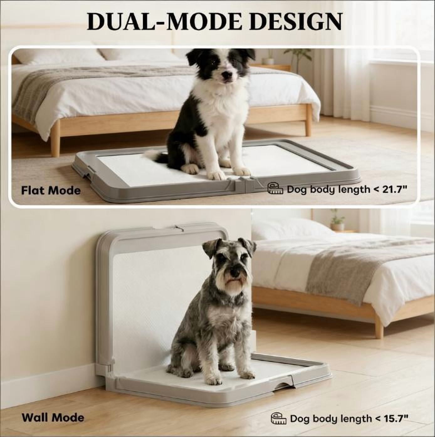 Innovative Dual-Mode Design Pet Toilet,Foldable Dog Litter Box with 3 Disposable Pads,Pee Pad Holder