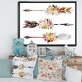 thumbnail image 2 of Designart 'Flowers and Ethnic Feathers On Native Arrows II' Bohemian & Eclectic Framed Canvas Wall Art Print, 2 of 5