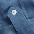 thumbnail image 3 of Fesfesfes Spring Dresses for Women Short Sleeve Dress Solid Color Pullover Denim Dress Turn Down V Neck Mini Dress, 3 of 9