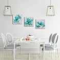 thumbnail image 4 of Teal Lily Flower Canvas Wall Art Set 3 Pieces Abstract Floral Bloom Pictures Bathroom Decor 12"x12", 4 of 6