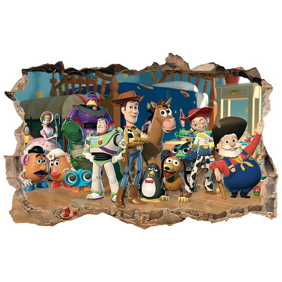 Toy Story Wall Sticker For Bedroom Living Room Nursery Party Decorations Anime Cartoon Background Self-Adhesive Wall Decor Baby Boy Girl Kids Room Wall Mural Decor Poster Gift