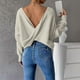 thumbnail image 4 of Suéter de cuello redondo para mujer, suéter informal de otoño e invierno, suéter de punto de manga larga, suéter de cuello redondo para mujer, abrigo para mujer, 4 of 4