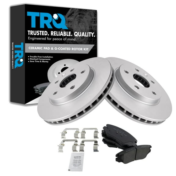 TRQ Front Brake Pad & Rotor Kit Brake Pads Brake Rotor Ceramic Premium G-Coated Fits Select 2012-2016 Buick LaCrosse 2011-2017 Regal 2013-2015 Chevrolet Malibu 2016 Malibu Limited