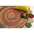 thumbnail image 3 of GRUHUM Natural Handwoven 3'x3' Jute Cotton Colourful Rug For Living Room Soft Rug For Indoor Outdoor Boho Charm Braided Jute Multi Color 3x3 ft, Round, 3 of 5