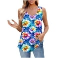 thumbnail image 1 of UPPADA Cute Tank Tops pour Femmes Tendance Col Rond Floral Hauts d'Été Sans Manches Blouses Chic Décontracté Débardeurs Graphiques Bleu,P, 1 of 5