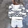 thumbnail image 4 of CEHVOM Womens Hooded Button Collar Drawstring Hoodies Pullover Sweatshirts Casual Long Sleeve Tops Shirts, 4 of 6