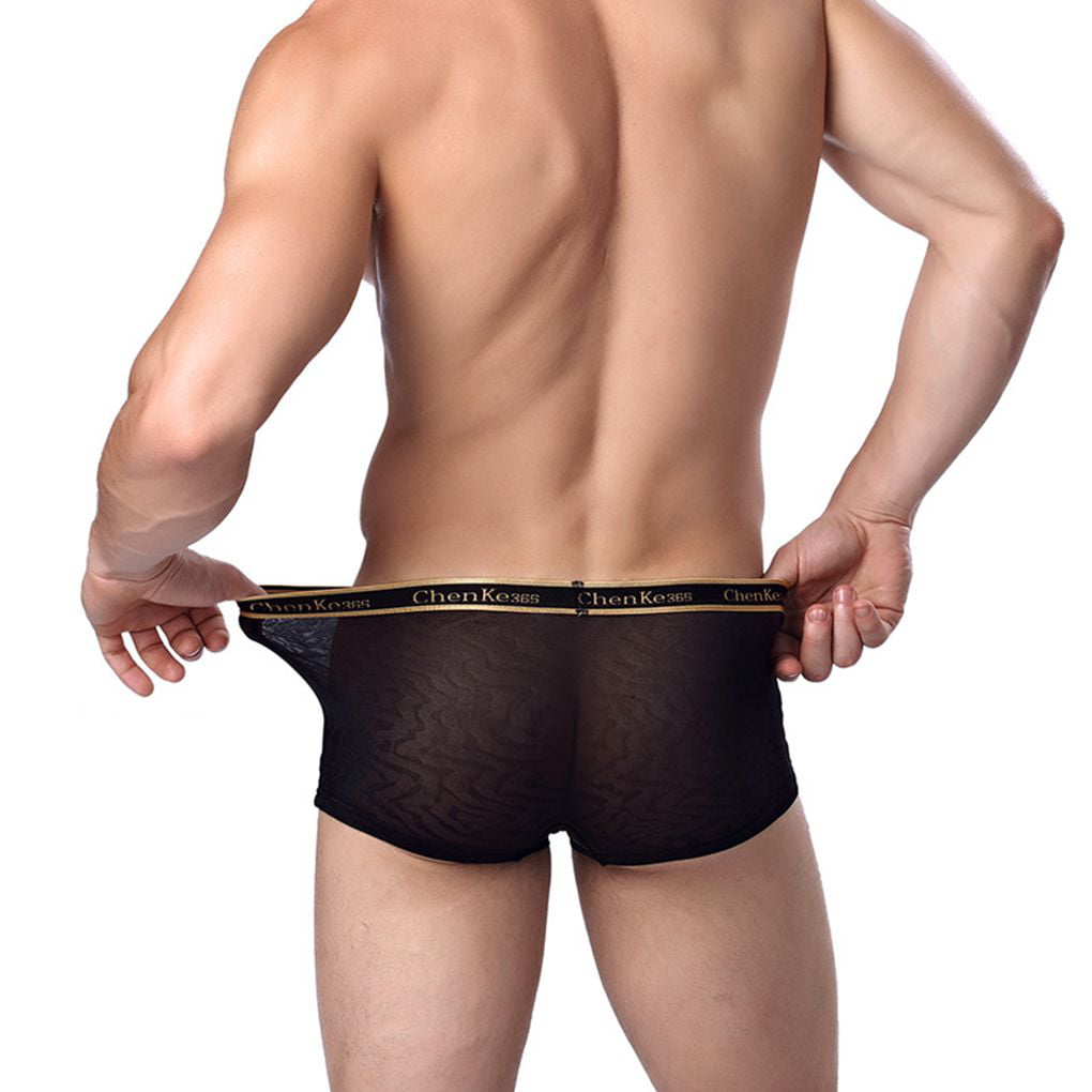 Men Mesh Underpant Breathable Silk Boxer Short Underwear Pump Trunks Underpants 