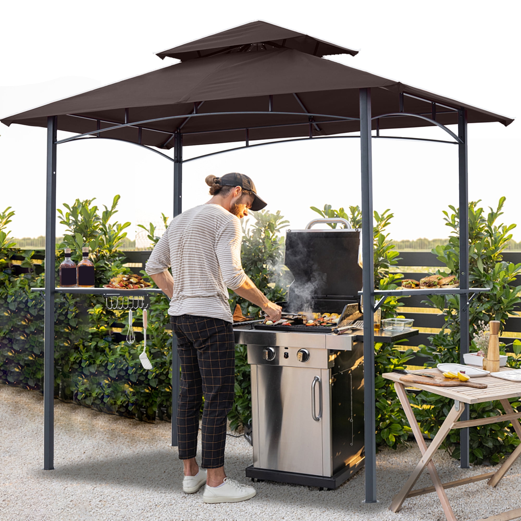ABCCANOPY 8'x 5' Grill Gazebo Shelter, Double Tier Outdoor BBQ