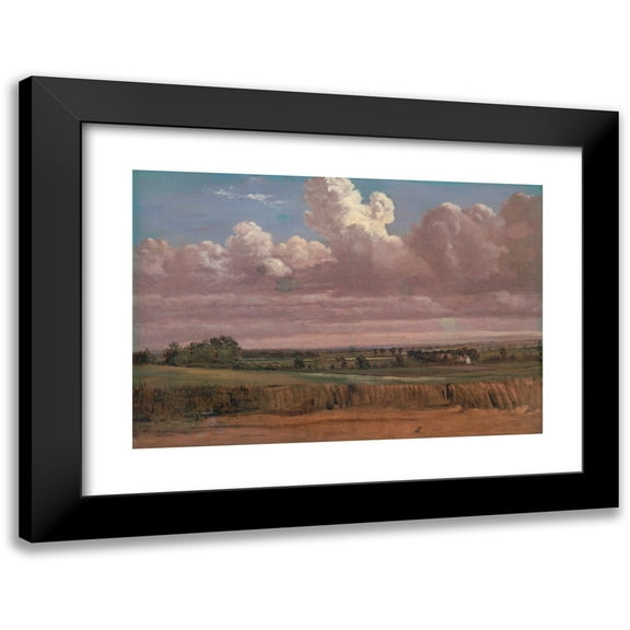 Lionel Constable 14x11 Black Modern Framed Museum Art Print Titled - Landscape with Wheatfield (ca. 1850s)