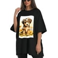 thumbnail image 4 of Plus Size Shirt for Women Black Tops for Women Oversized Short Sleeves Shirt for Women Puppy T Shirt Crewneck Shirt for Women L, 4 of 5