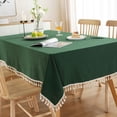 thumbnail image 3 of Enova Home High Quality Washable Rectangle Cotton tablecloths, Wrinkle Resistant Washable Dining Room Table linen for Rectangle Table Green - 55" x, 3 of 5