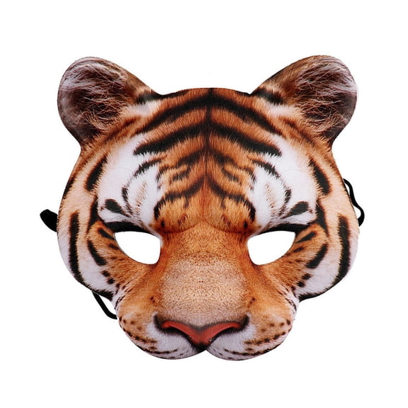 Half Face Tiger Masks for Unisex Masquerade Carnival Halloween Mask for Party Prom Ball Costume Mask 1 PC Yellow One Size