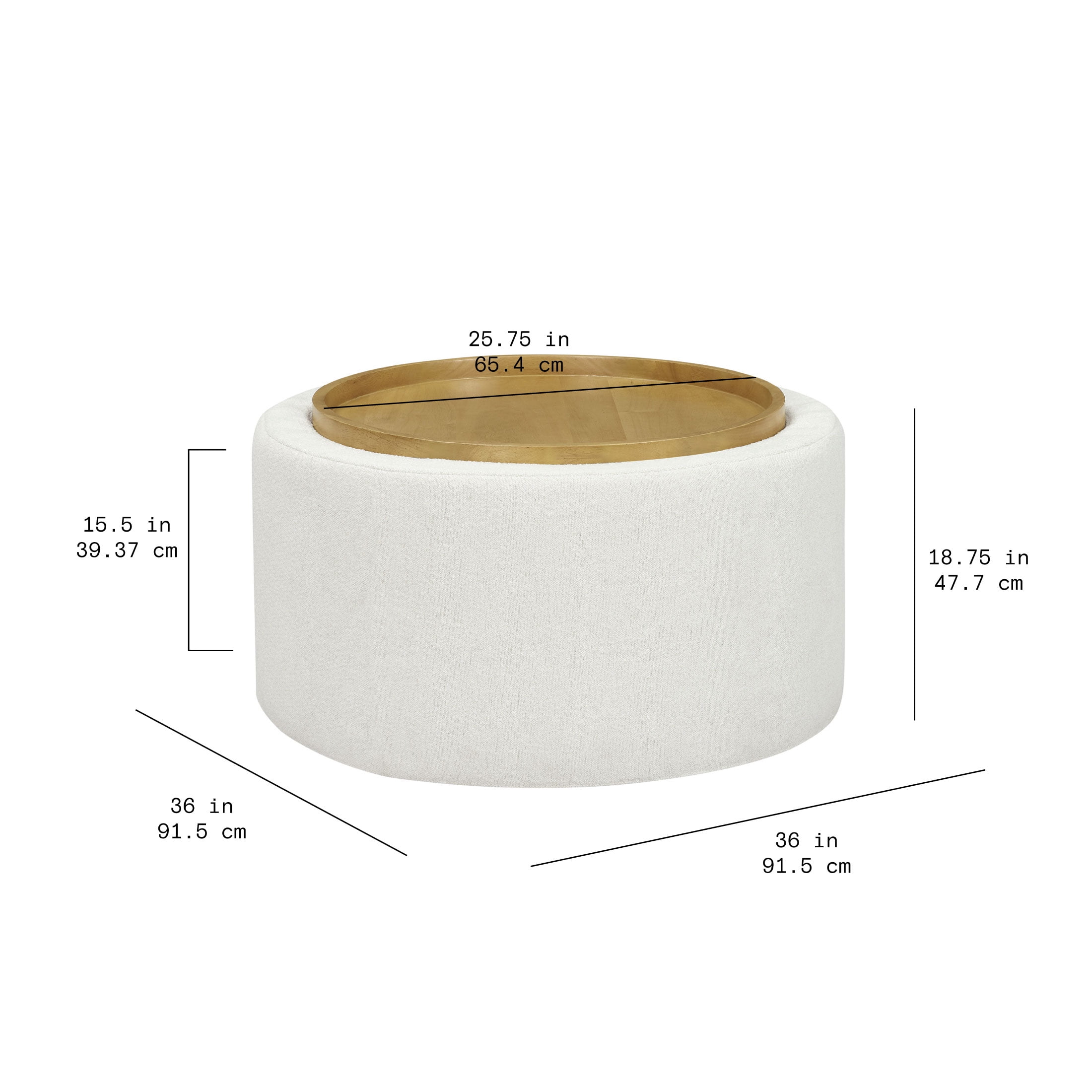 Drew Barrymore Cream Stowaway Coffee Table with Storage