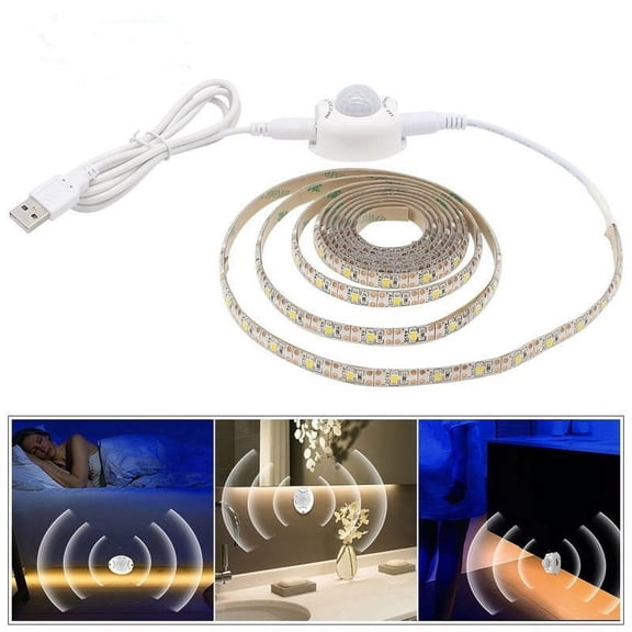 Motion Sensor Light Indoor under Bed Lights,Dimmable Motion Activated Led Strip Lights for Bedroom,Warm White Usb under Cabinet Lights Motion Sensor Led Strip for Kitchen Stair Closet
