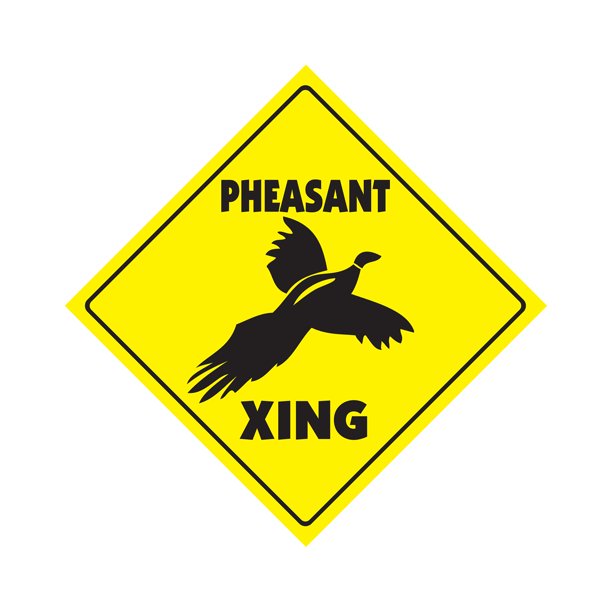 Pheasant Crossing Xing Sign Or Decal hunter hunting bird shotgun gun