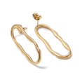 thumbnail image 2 of 20pcs Ion Plating(IP) 304 Stainless Steel Twist Hollow Oval Stud Earrings for Women Real 18K golden Plated 35x13mm Pin: 0.7mm, 2 of 2