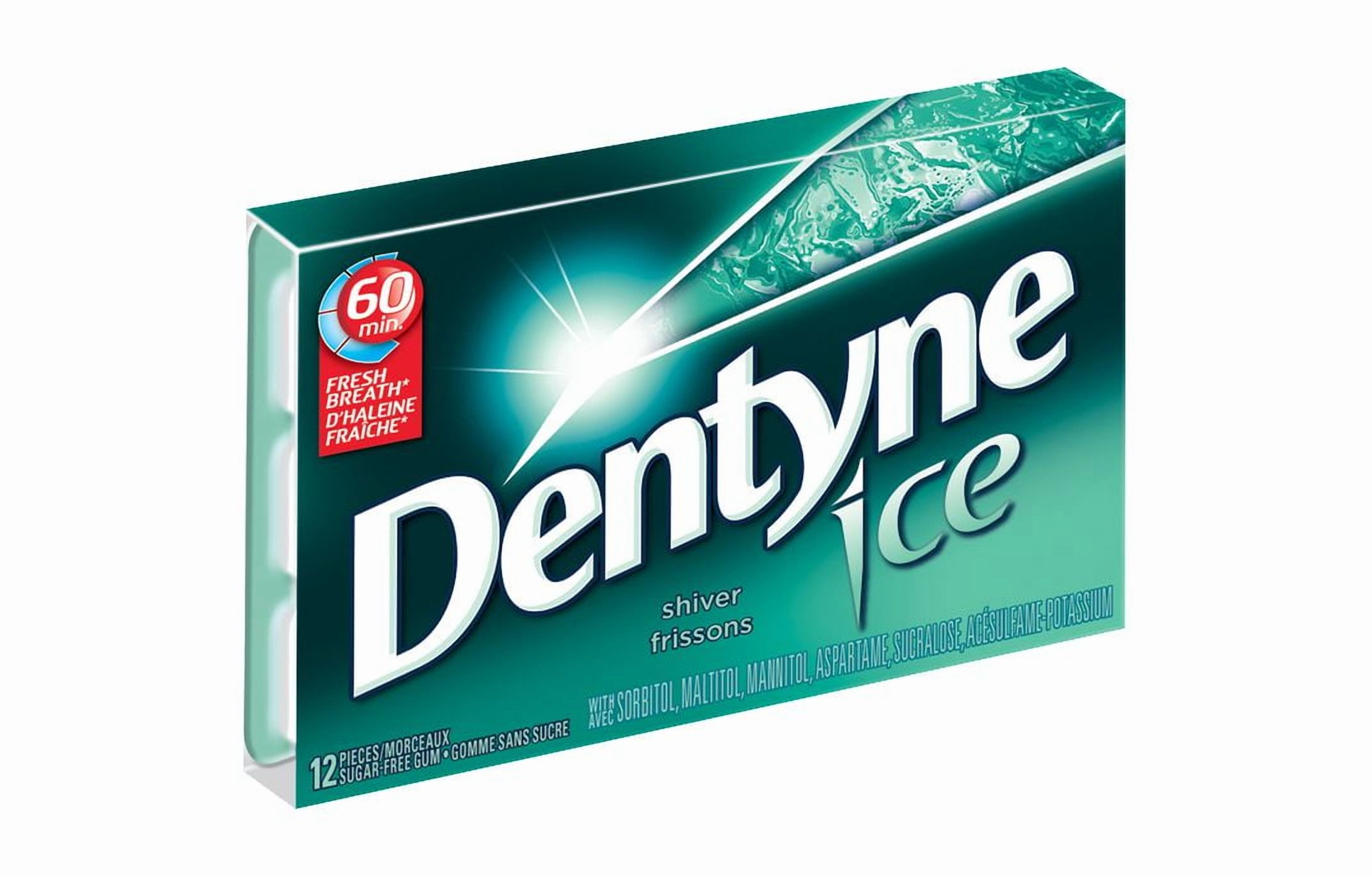 Dentyne Ice Saveurs assorties, gomme sans sucre, 4 paquets (12 morceaux par paquet)