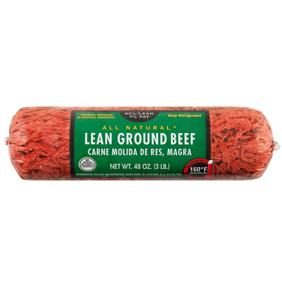 All Natural* 93% Lean/7% Fat Lean Ground Beef, 3 lb Roll