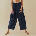thumbnail image 2 of Women's Loose Wide Leg Pants Comfy Yoga Pants Casual Home Wear Cotton Pants Summer Capris For Women, 2 of 8