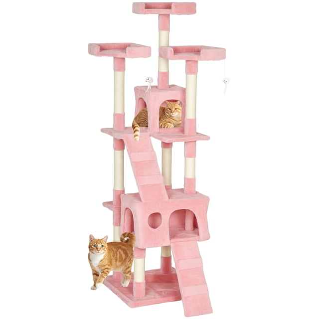 PawHut 68 inches Cat Tree, Multi-Level Large Cat Tower Condo, Pink